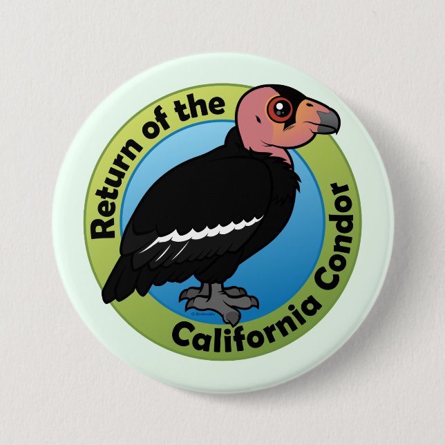 Macaron Rond 7,6 Cm Retour du condor de Californie (Devant)