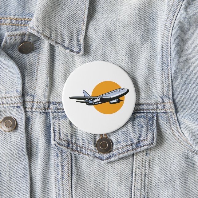 Macaron Rond 7,6 Cm Retro Avion Vintage Jet Voyage Design (Créateur téléchargé)