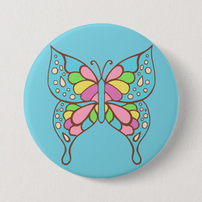 Macaron Rond 7,6 Cm Retro Butterfly Button (Devant)
