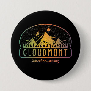 Macaron Rond 7,6 Cm Retro Cloudmont Ski Adventure est en attente