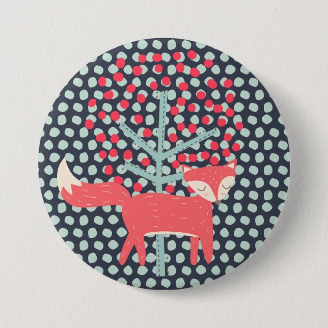Macaron Rond 7,6 Cm Retro Fox (Devant)