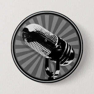 Macaron Rond 7,6 Cm Rétro graphique de microphone