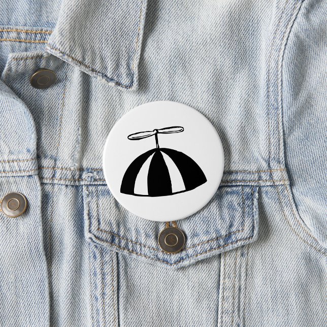 Macaron Rond 7,6 Cm Retro hélice Beanie Whimsical noir et blanc (Créateur téléchargé)
