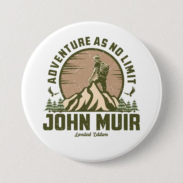 Macaron Rond 7,6 Cm Retro John Muir Hike (Devant)