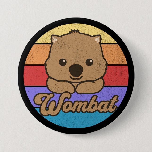 Macaron Rond 7,6 Cm Retro Sunset Wombat (Devant)