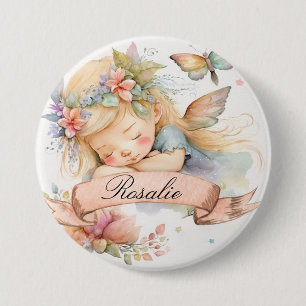 Macaron Rond 7,6 Cm Rêves doux floraux fantaisistes de fille fée endor