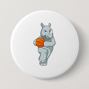 Macaron Rond 7,6 Cm Rhino as Basketball