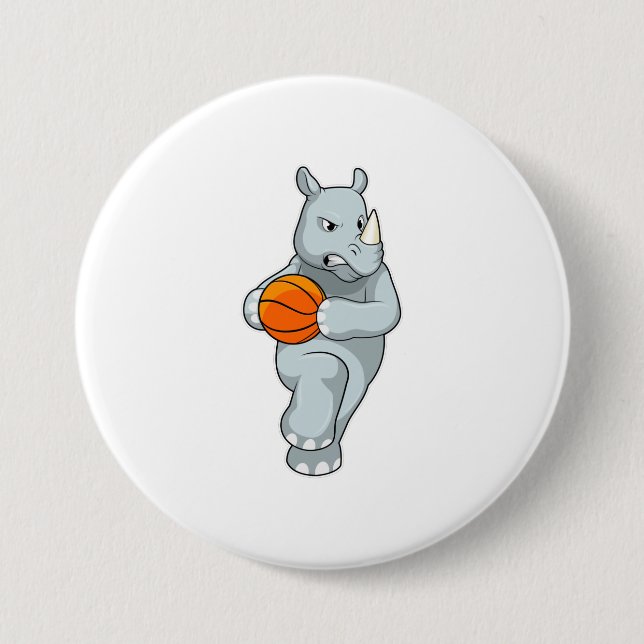 Macaron Rond 7,6 Cm Rhino as Basketball (Devant)