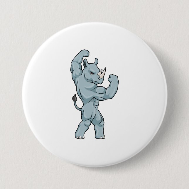 Macaron Rond 7,6 Cm Rhino comme Bodybuilder extrême (Devant)