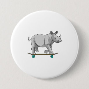 Macaron Rond 7,6 Cm Rhino en patinage avec skateboard