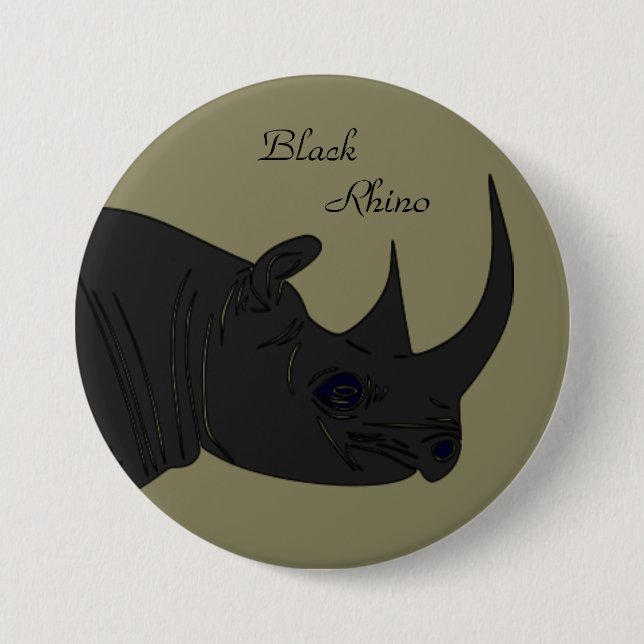Macaron Rond 7,6 Cm Rhinocéros noir (Devant)