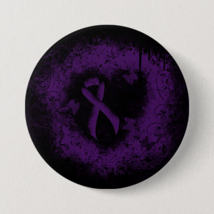 Macaron Rond 7,6 Cm Ribbon de sensibilisation à la pourpre Coeur de gr