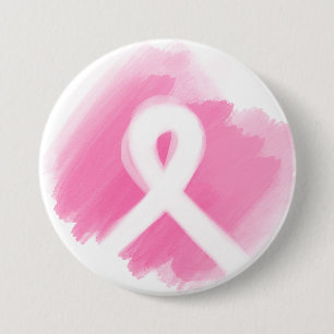 Macaron Rond 7,6 Cm Ribbon de sensibilisation au cancer du sein Aquare