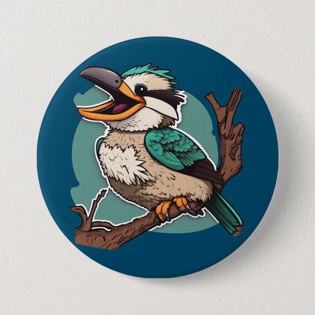 Macaron Rond 7,6 Cm Rire Kookaburra (Devant)