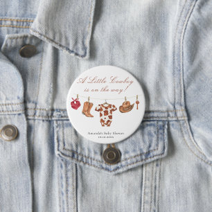 Macaron Rond 7,6 Cm Rodeo aquarelle Baby Shower Western Cowboy
