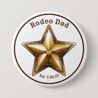 Macaron Rond 7,6 Cm Rodeo Papa Sheriff Star Button Pin Premier anniver