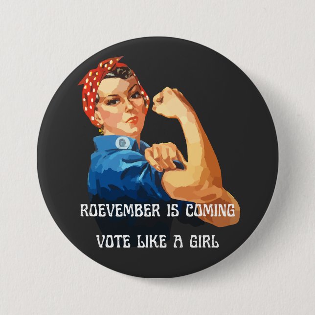 Macaron Rond 7,6 Cm Roevember vient Rosie le Riveter (Devant)