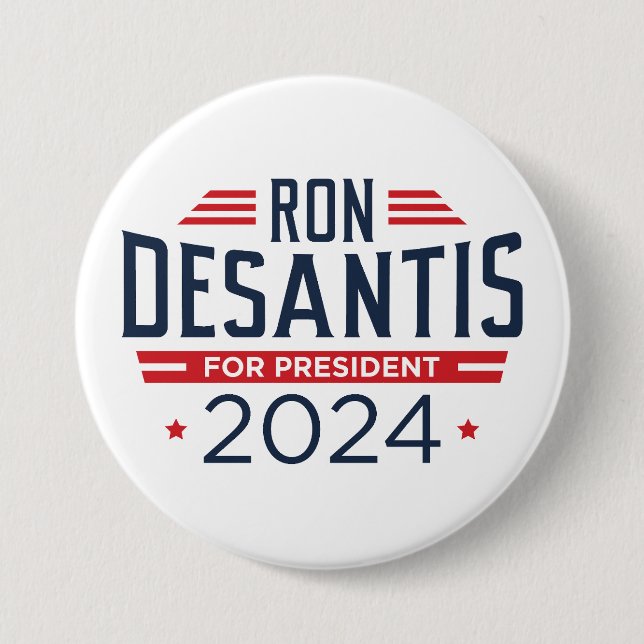 Macaron Rond 7,6 Cm Ron DeSantis Pour Président 2024 (Devant)