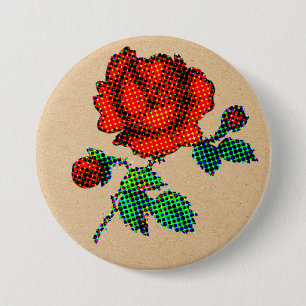 Macaron Rond 7,6 Cm Rose Bloom Demi-teinte sur papier brun Beaux-Arts