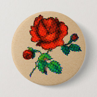 Macaron Rond 7,6 Cm Rose Bloom Demi-teinte sur papier brun Beaux-Arts