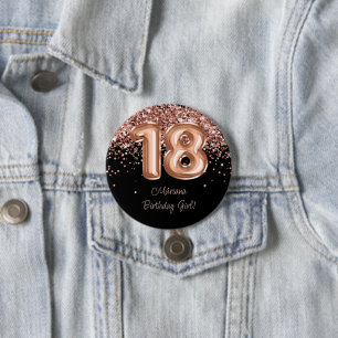 Macaron Rond 7,6 Cm Rose Gold Black 18e fête d'anniversaire
