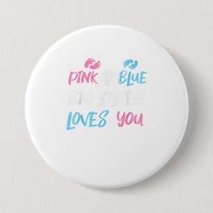 Macaron Rond 7,6 Cm Rose ou Bleu Grande Soeur vous aime Révélation de 