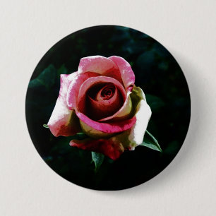 Macaron Rond 7,6 Cm Rose rouge peinte à l'huile