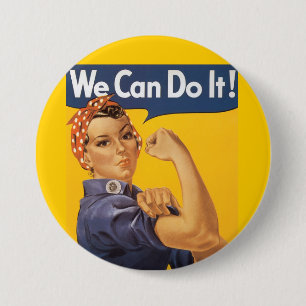 Macaron Rond 7,6 Cm Rosie le Riveter "We Can Do It"