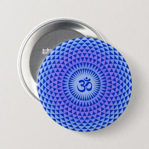Macaron Rond 7,6 Cm Roue de méditation de fleurs de Lotus pourpre OM