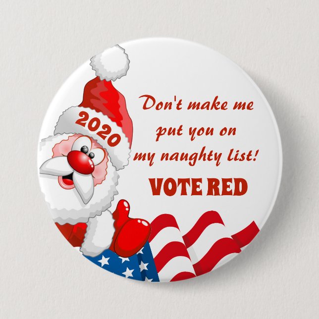 MACARON ROND 7,6 CM ROUGE DE VOTE - ÉLECTION 2020 RÉPUBLICAINE (Devant)