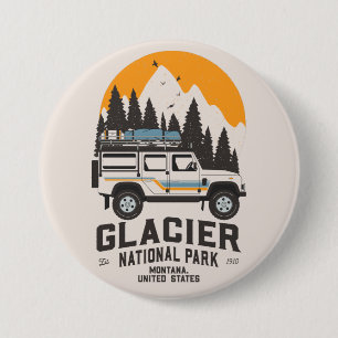 Macaron Rond 7,6 Cm Route du parc national du Glacier vintage Montana