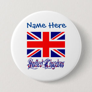 Macaron Rond 7,6 Cm Royaume-Uni Bleu Drapeau Personnalisation