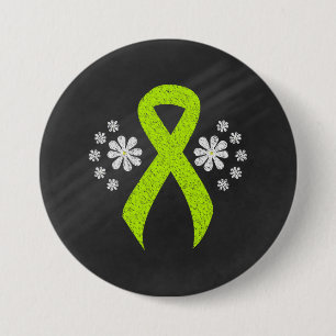 Macaron Rond 7,6 Cm Ruban Chalkboard Lime Green Awareness