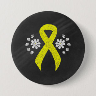Macaron Rond 7,6 Cm Ruban Chalkboard Yellow Awareness