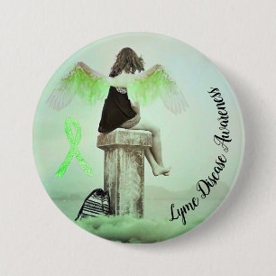 Macaron Rond 7,6 Cm Ruban de sensibilisation à la maladie de Lyme et b