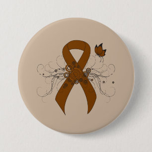 Macaron Rond 7,6 Cm Ruban de sensibilisation Brown avec papillon