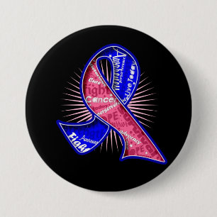 Macaron Rond 7,6 Cm Ruban filigrane Slogan pour cancer du sein masculi