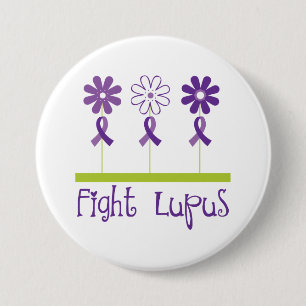 Macaron Rond 7,6 Cm Ruban pourpre de fleur de lupus de combat