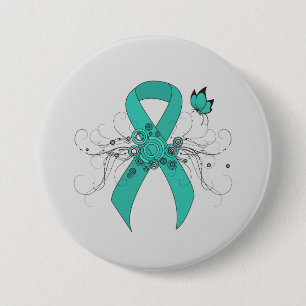 Macaron Rond 7,6 Cm Ruban turquoise avec papillon