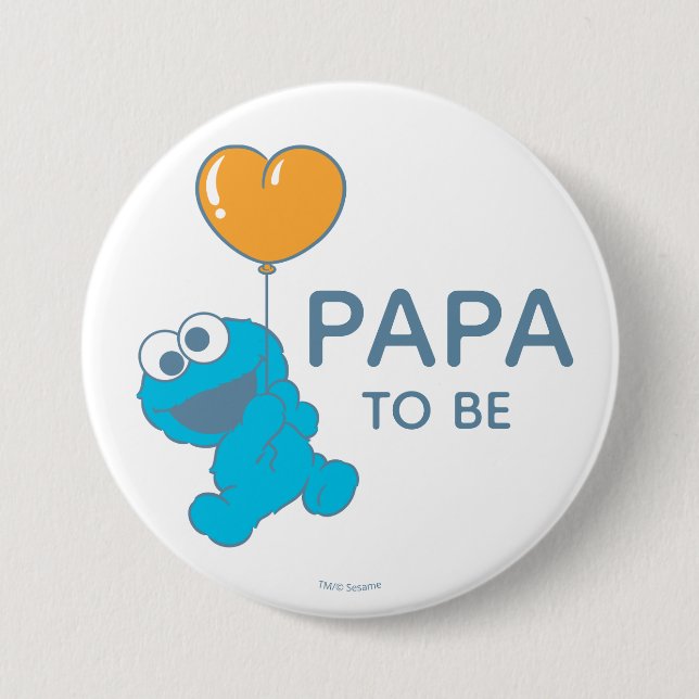 Macaron Rond 7,6 Cm Rue Sésame | Cookie Monster Baby shower Papa (Devant)