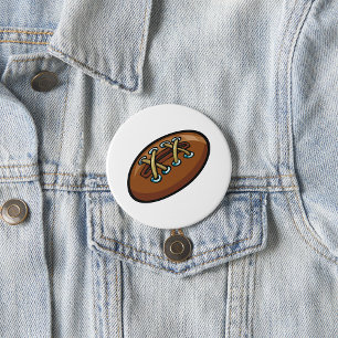 Macaron Rond 7,6 Cm Rugby Ball Sport amusant Graphisme