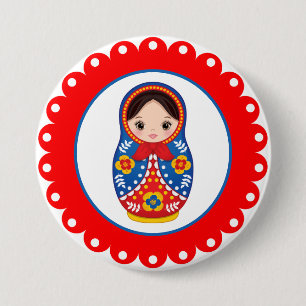 Macaron Rond 7,6 Cm Russian Nesting Doll Matryoshka Button