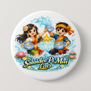 Macaron Rond 7,6 Cm Sabaidee Pi Mai Lao – Festival de l'eau du Nouvel 