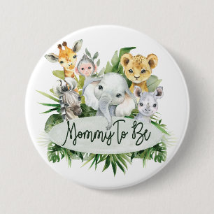 Macaron Rond 7,6 Cm Safari Jungle Animaux Maman pour être baby shower 