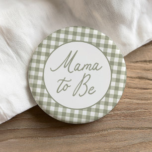 Macaron Rond 7,6 Cm Sage Green En vichy Baby shower Mama à être