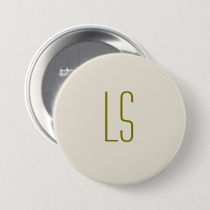 Macaron Rond 7,6 Cm Sage vert monogramme initial simple