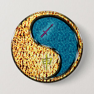 Macaron Rond 7,6 Cm Sagittaire & Singe d'eau