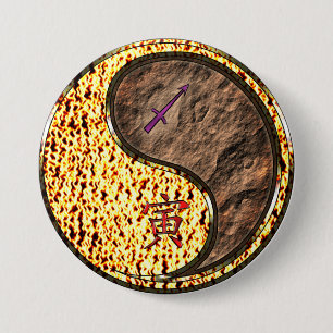 Macaron Rond 7,6 Cm Sagittaire & Tigre de Terre
