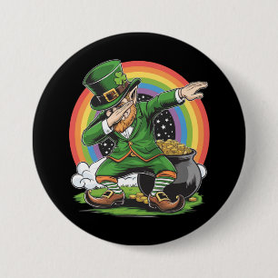 Macaron Rond 7,6 Cm Saint-Patrick Danse Dab Leprechaun Dabbing 