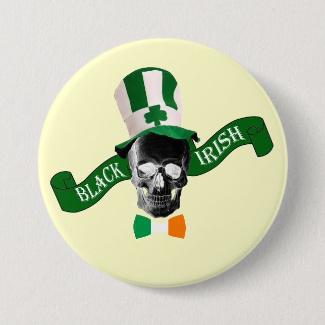 Macaron Rond 7,6 Cm Saint Patrick d'Irlande noire (Devant)